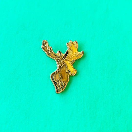 Deer Head Pin/Vintage Pin Enamel 80S 80's Hat Tac Tie Pinback Button Jacket Gift Present Lapel Mounted Buck Hunter