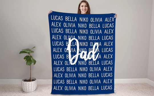 Dad Blanket Gift For Birthday Fathers Day From Daughter Son Kids Daddy Papa Christmas Personalized Fleece B073