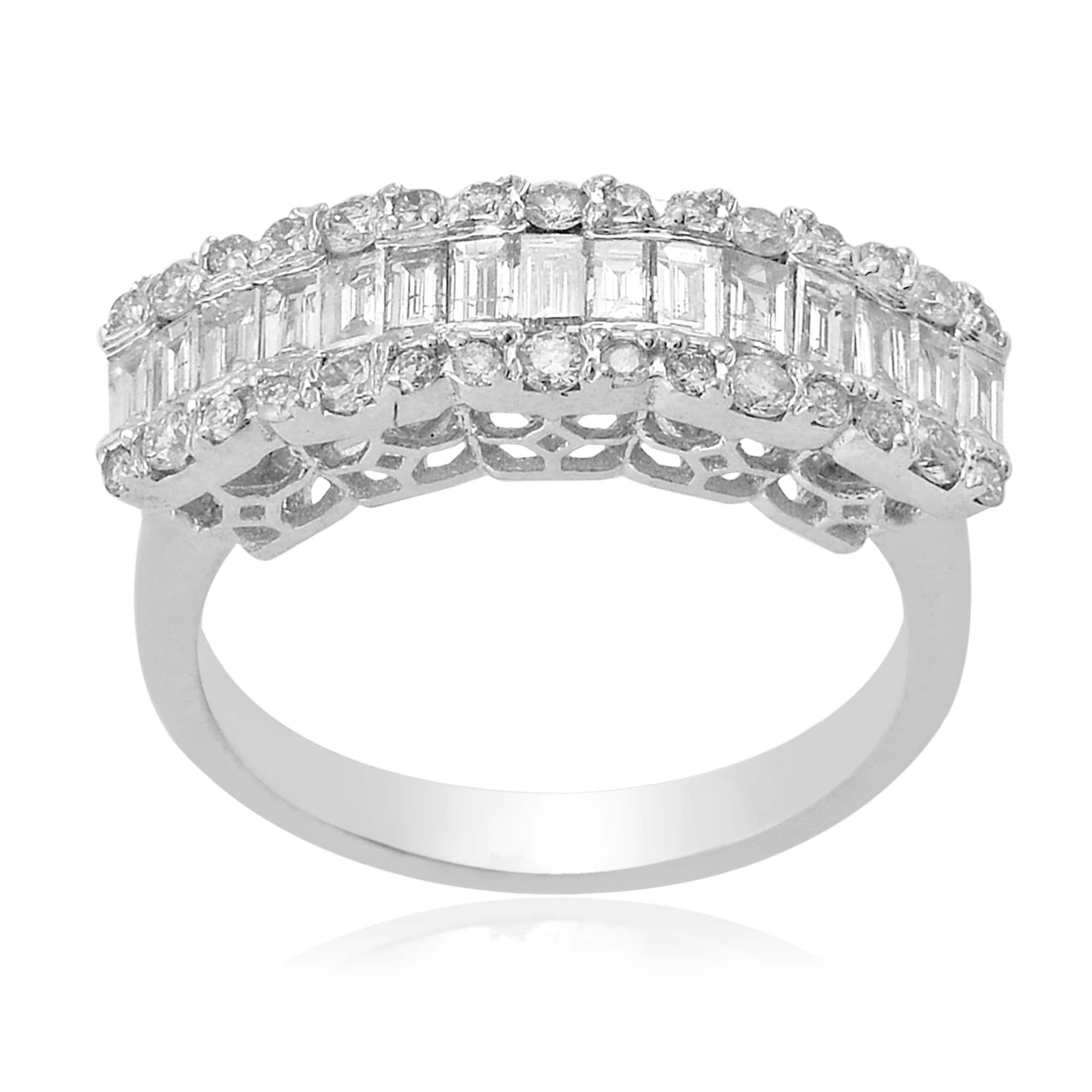 New Baguette & Pave Diamond Wedding Ring Si Clarity Hi Color Diamonds Certified Jewelry in 18K Solid White, Rose & Yellow Gold
