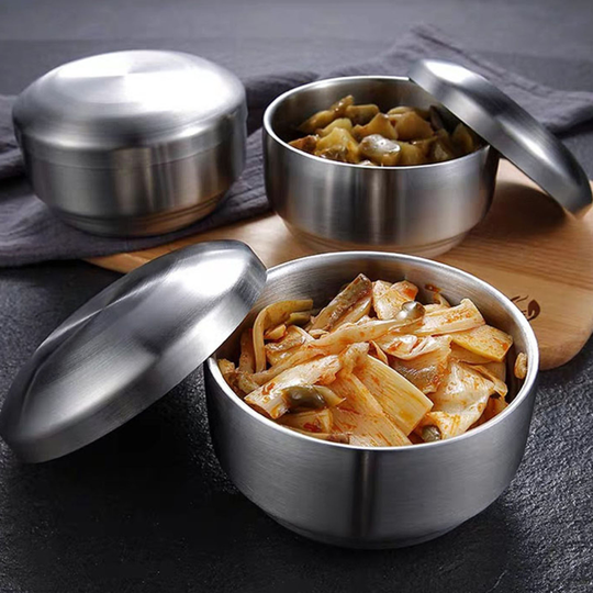 Tousimaii Double Layer Stainless Steel Anti-Scalding Rice Bowl with Lid Food Container