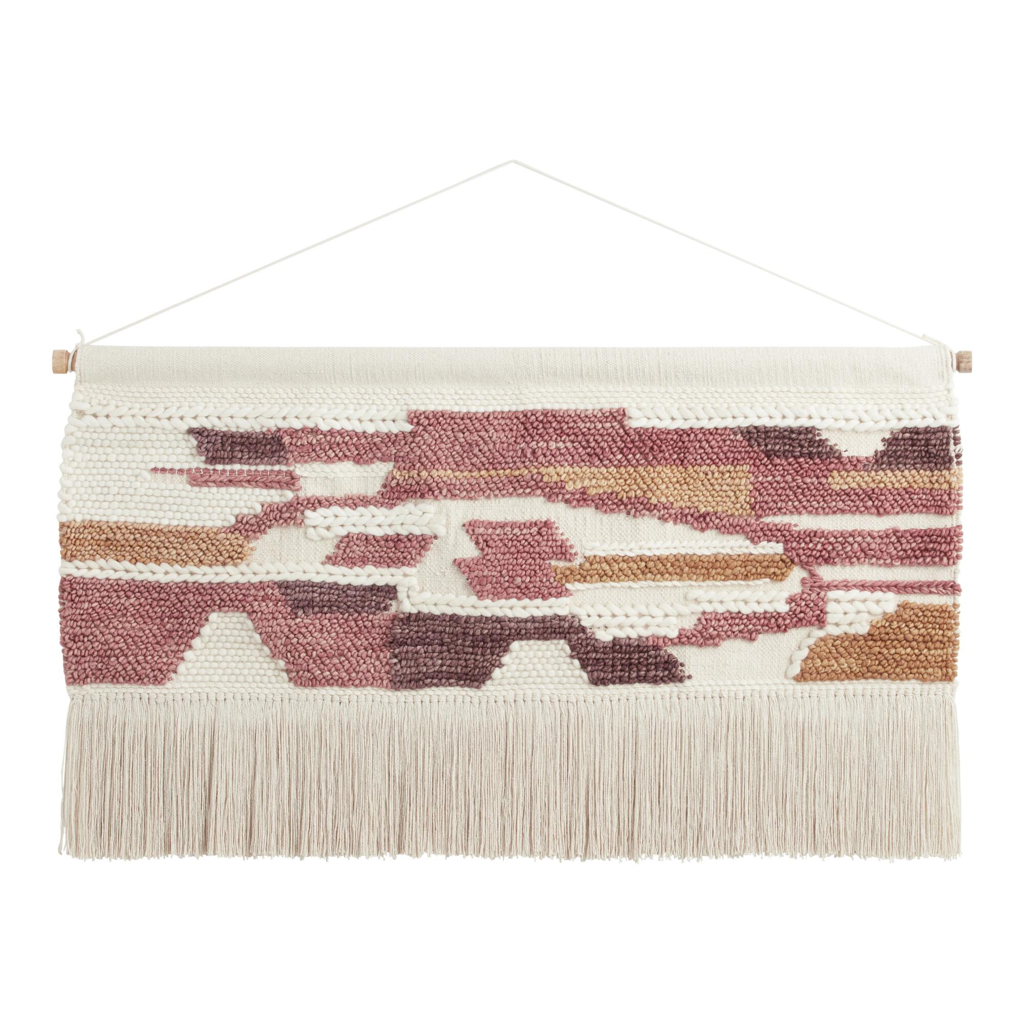 Dusty Pink, Orange And Ivory Abstract Wall Hanging: Multi by World Market