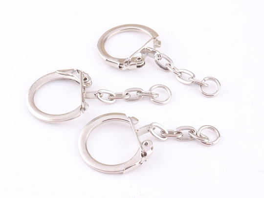 Sliver Key Chain Key Ring Holder With Extender Spring Ring Opening Keychain Findings 20Pcs