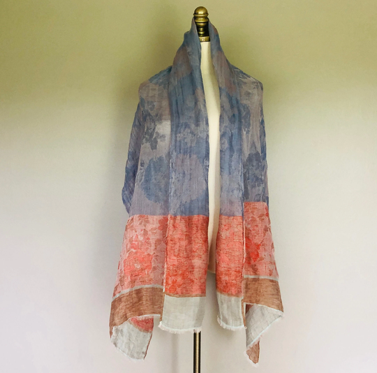 Scarf Wrap 26 By 70 Inches Marc Rozier France Wool Silk Blend Multicolor Shawl Fringed Vintage Accessory