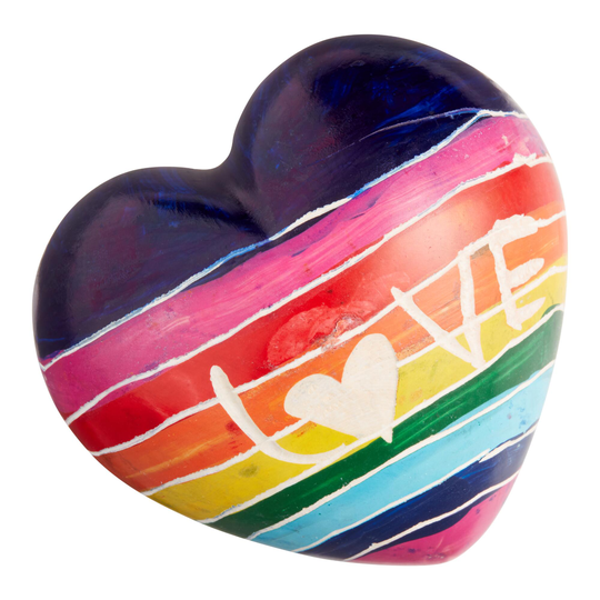Kisii Soapstone Rainbow Heart Decor Set of 2 by World Market