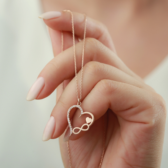 Heart Infinity Necklace, Minimal Valentines Necklace