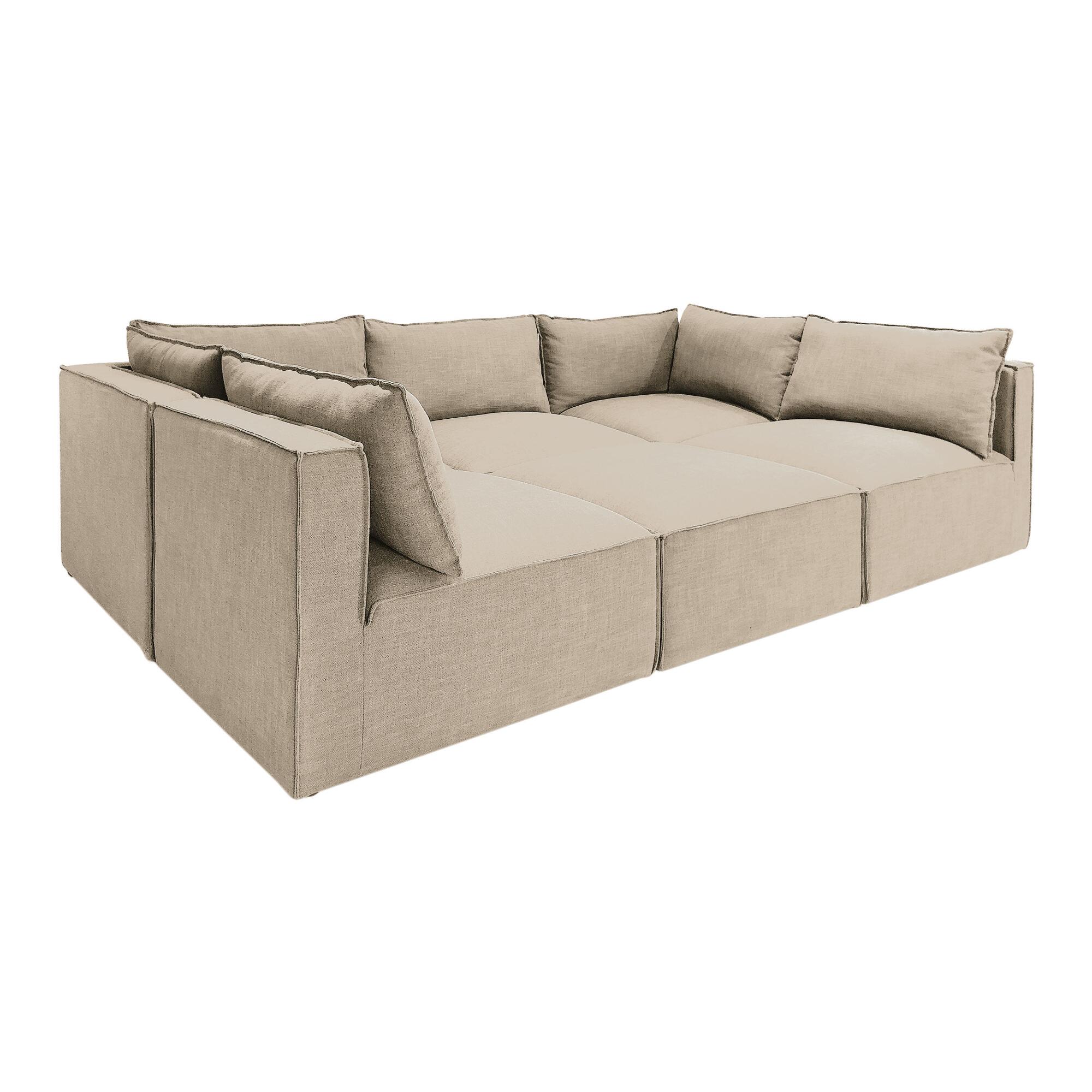 Oatmeal Tyson 6 Piece Modular Pit Sectional Sofa by World Market