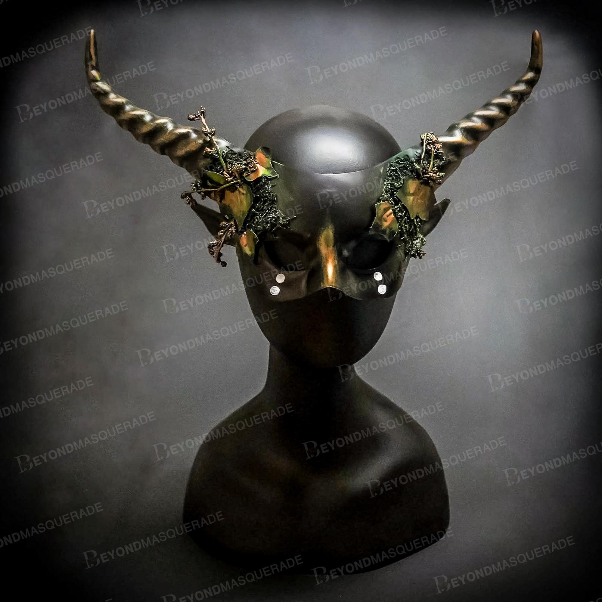 Cosplay Ram Horns Headband Masquerade Mask Fairy Hair Decor Costume Gold Ethereal Whimsical Headwear Head Piece