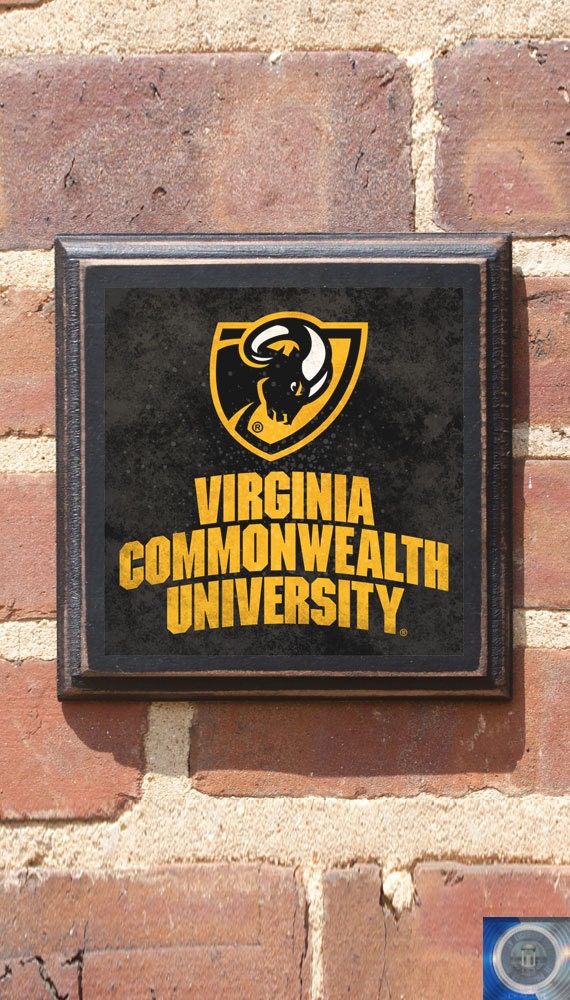 Virginia Commonwealth Rowdy Rams Shield Wall Art Sign Plaque, Gift Present, Home Decor, Vintage Style, Rodney Richmond Vcucu Antiqued