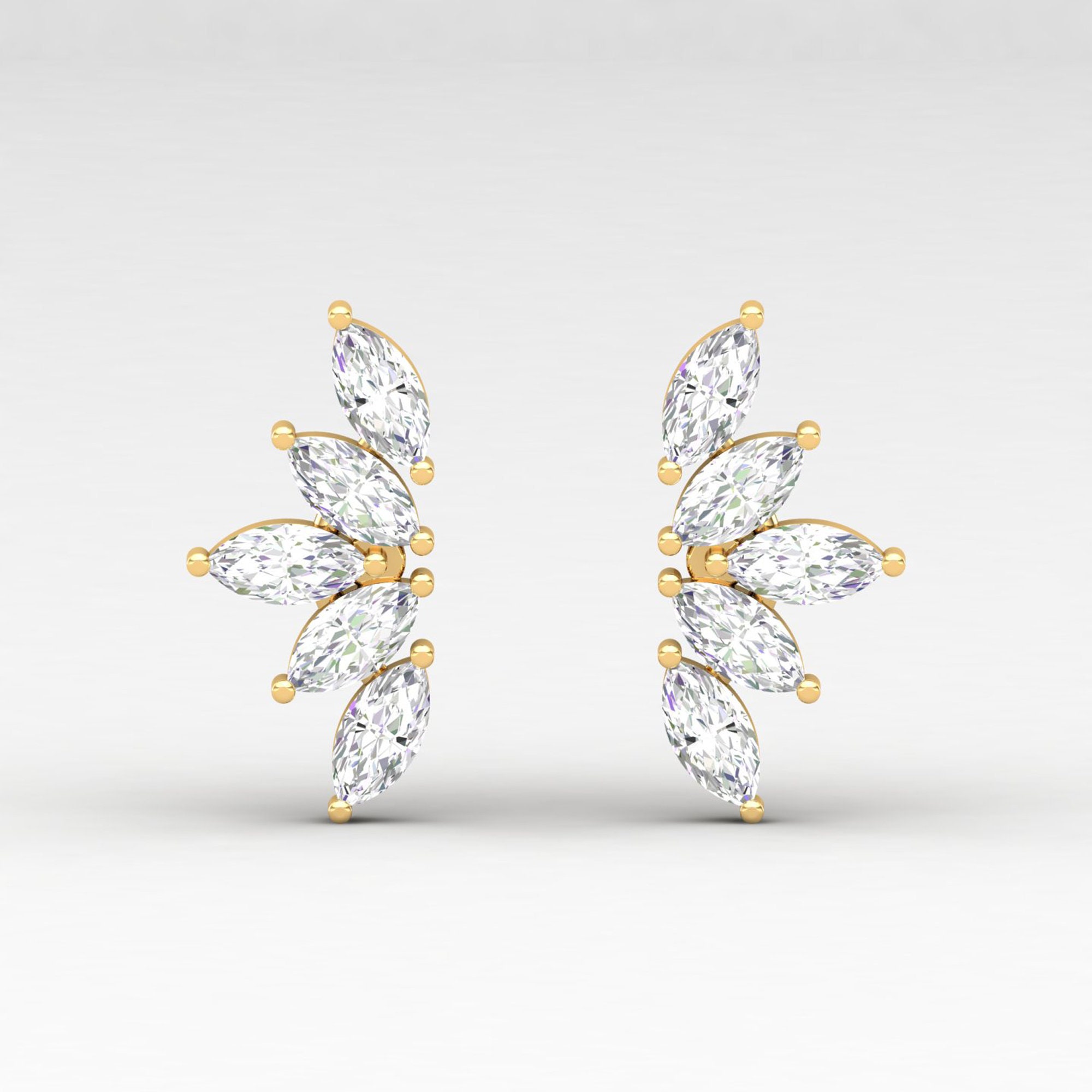 Marquise Diamond Cartilage Earring, Helix Piercing, Conch Earring For Women, Earrings, Ear Crawler, Climber