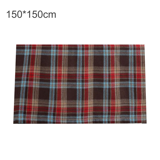 Christmas Style Good Woven Tablecloth Cotton Blend Beautiful Plaid Pattern Table Cover for Home - coffee, 150*150cm*