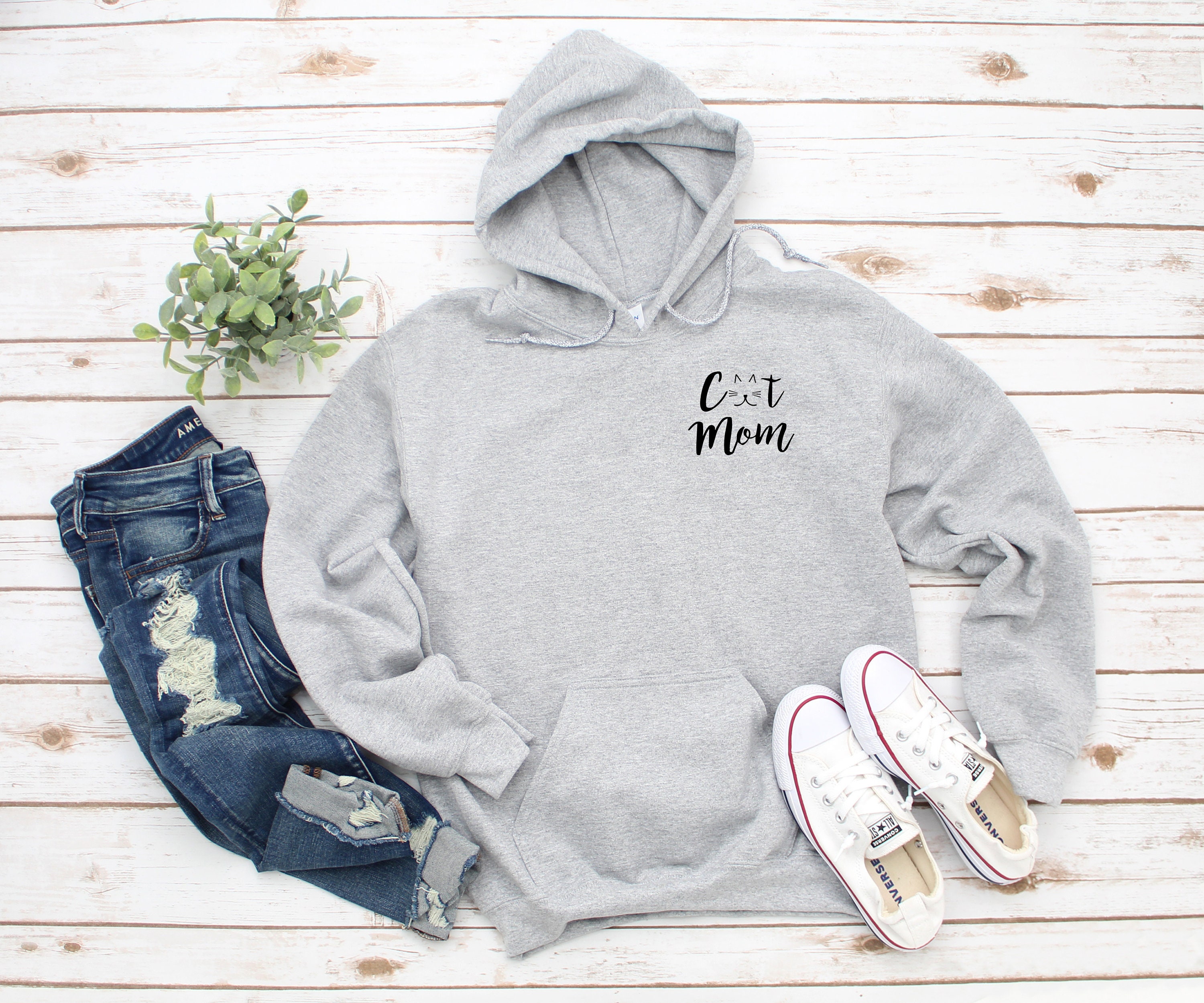 Cat Mom Whiskers Left Chest Heavy Blend Hooded Sweatshirt Hoodie, Sweater, Mama Mom, Hoodie