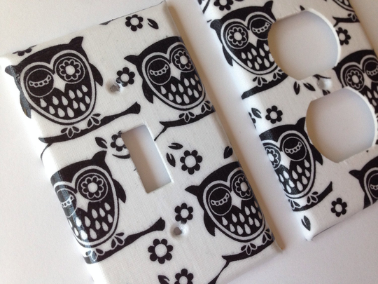 Owl Decor Single Light Switch Plate Cover, Nursery Decor, Hoot Black White, Bedroom Bathroom Switchplate Cover