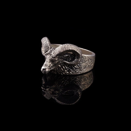 Ram Sterling Silver Ring, Aries Head Oxidized Animal Ring Jewelry, Gift For Men