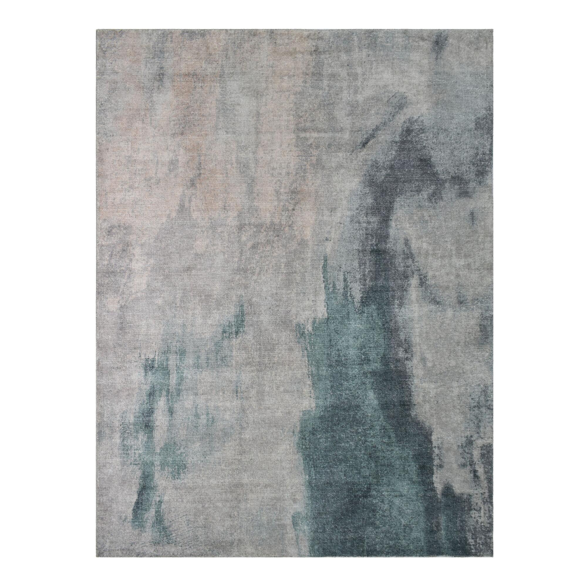 Teal and Gray Abstract Nova Area Rug: Multi - Polyester - 8' x 10' by World Market