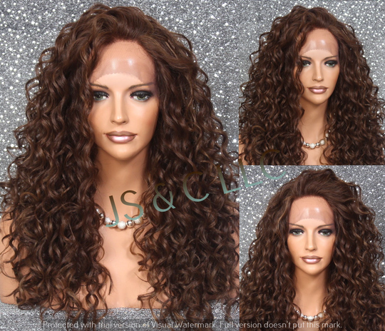 Human Hair Blend Full Lace Front Wig Brown Mixed Hand Tied Minimal Free Parting See Pics Cancer/Alopecia/Cosplay/Theatrical