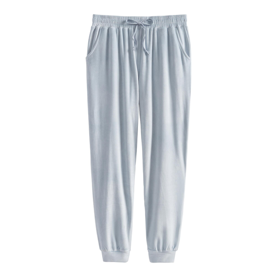 Light Blue Velour Lounge Joggers With Pockets - Large by World Market