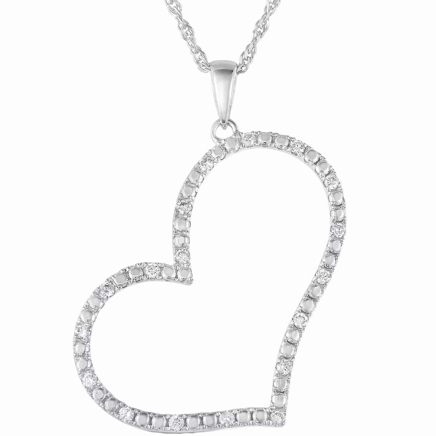 1/4 Cttw Si2 I1 Certified Diamond Heart Pendant 18K White Gold With Chain