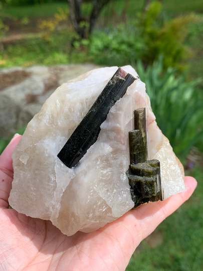 Large Watermelon Tourmaline in Quartz Crystal Matrix // Quartz A Raw