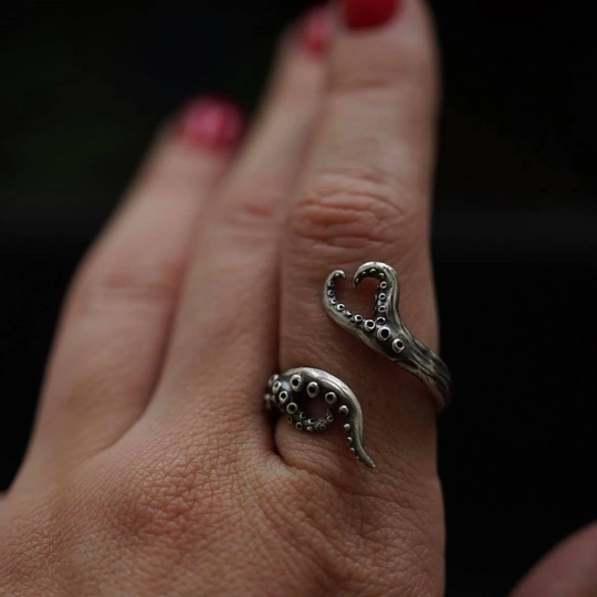 Octopus Silver Ring Adjustable-Unique Open Ring