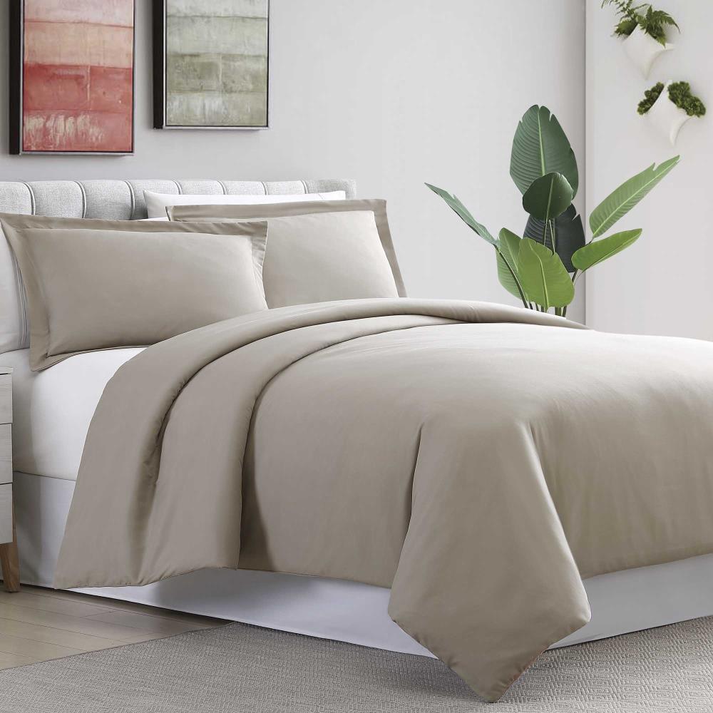 Amrapur Overseas Ultra-plush solid duvet set Taupe Multi Reversible Twin Duvet (Blend with Polyester Fill) | 3D100MFE-TPE-TN