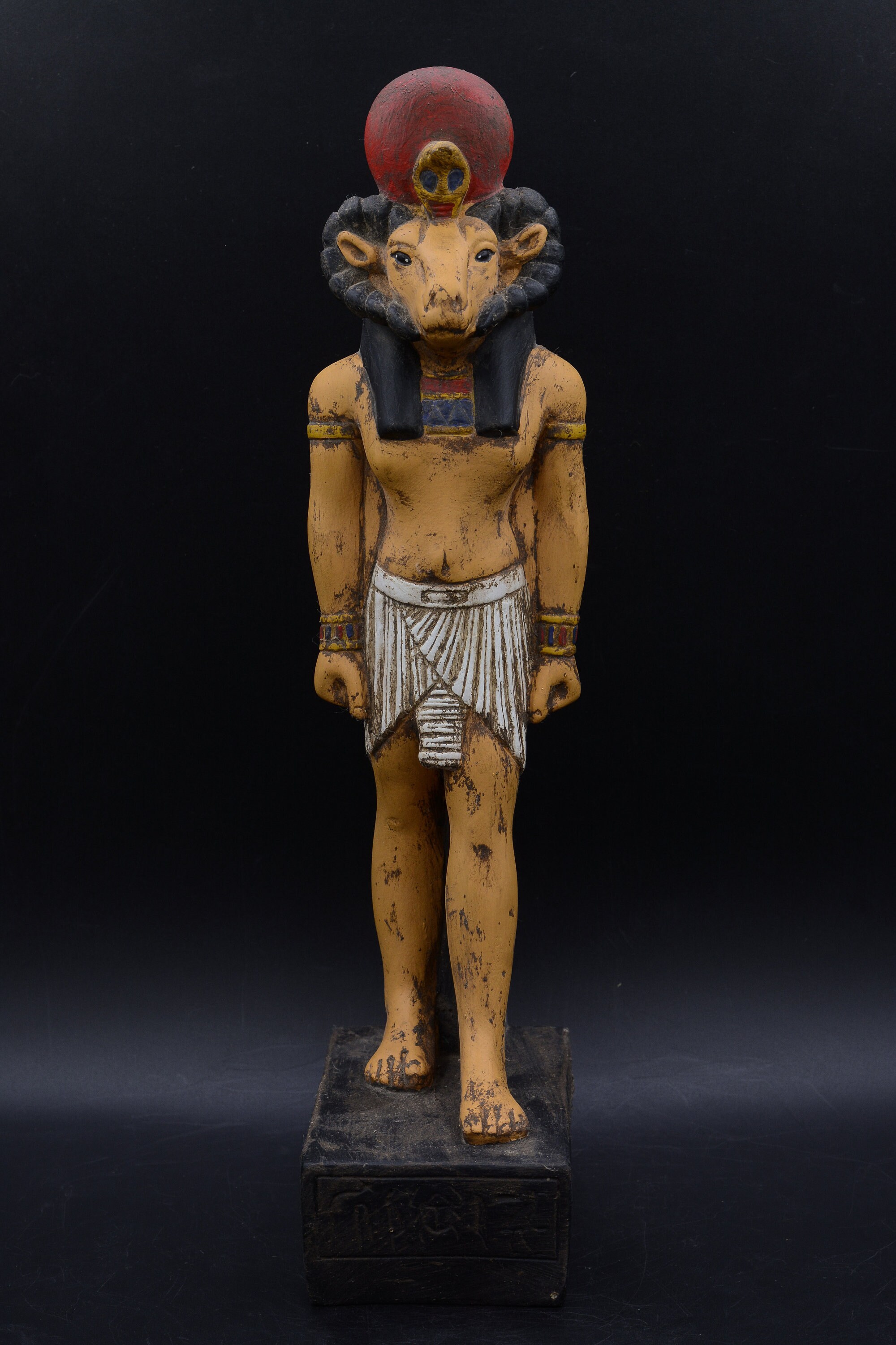 Egyptian Statue Khnum God Of Potters Sculpture Painted Heavy Stone Made in Egypt