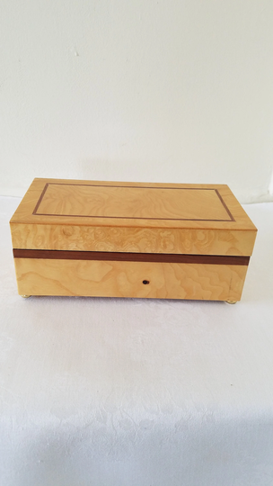 Vintage Wood & Inlay Music Jewelry Box, Lined, Bombay Company