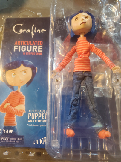 Neca Coraline Orange Striped Shirt Articulated Figure Posable Puppet New in Package