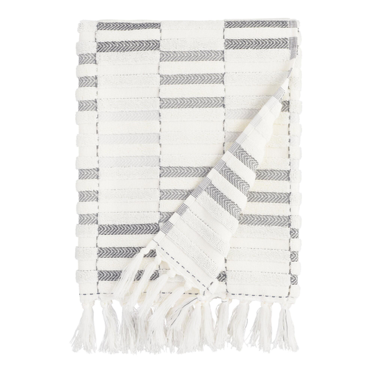 Black And Ivory Sculpted Stripe Sloan Bath Towel by World Market