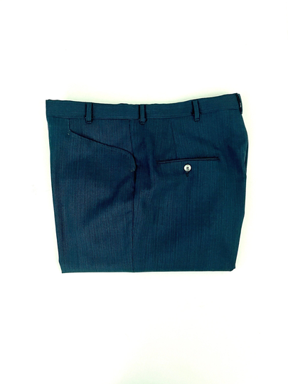 Vintage 70's Teal, Black, Wool Blend, Relaxed Fit, Cuffed Pants | W34