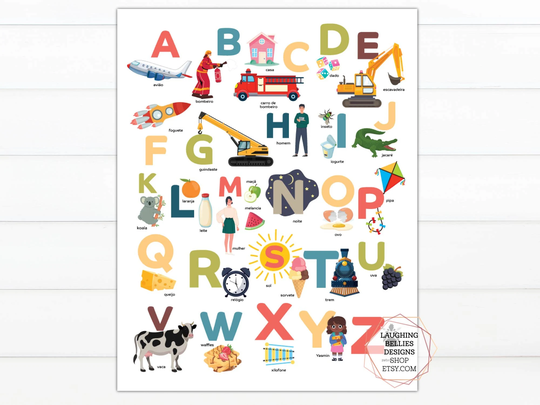 Brazilian Portuguese Alphabet Poster Chart With Pictures | Alfabeto Ilustrado