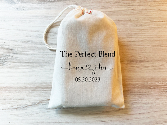 Perfect Blend Bag Coffee Wedding Favor - Favors For Drawstring Personalized Custom Cotton