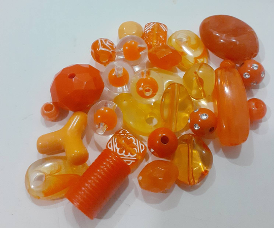 20Gr/Bag Orange Small Mix Beads, Bead Soup Mix, Acrylic Resin Jewelry Making Supplies