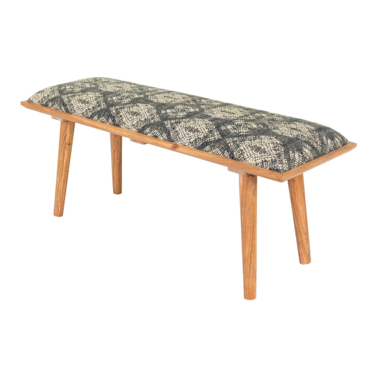 Black And Ivory Diamond Christa Upholstered Bench: Black/Blue/Multi - Fabric by World Market