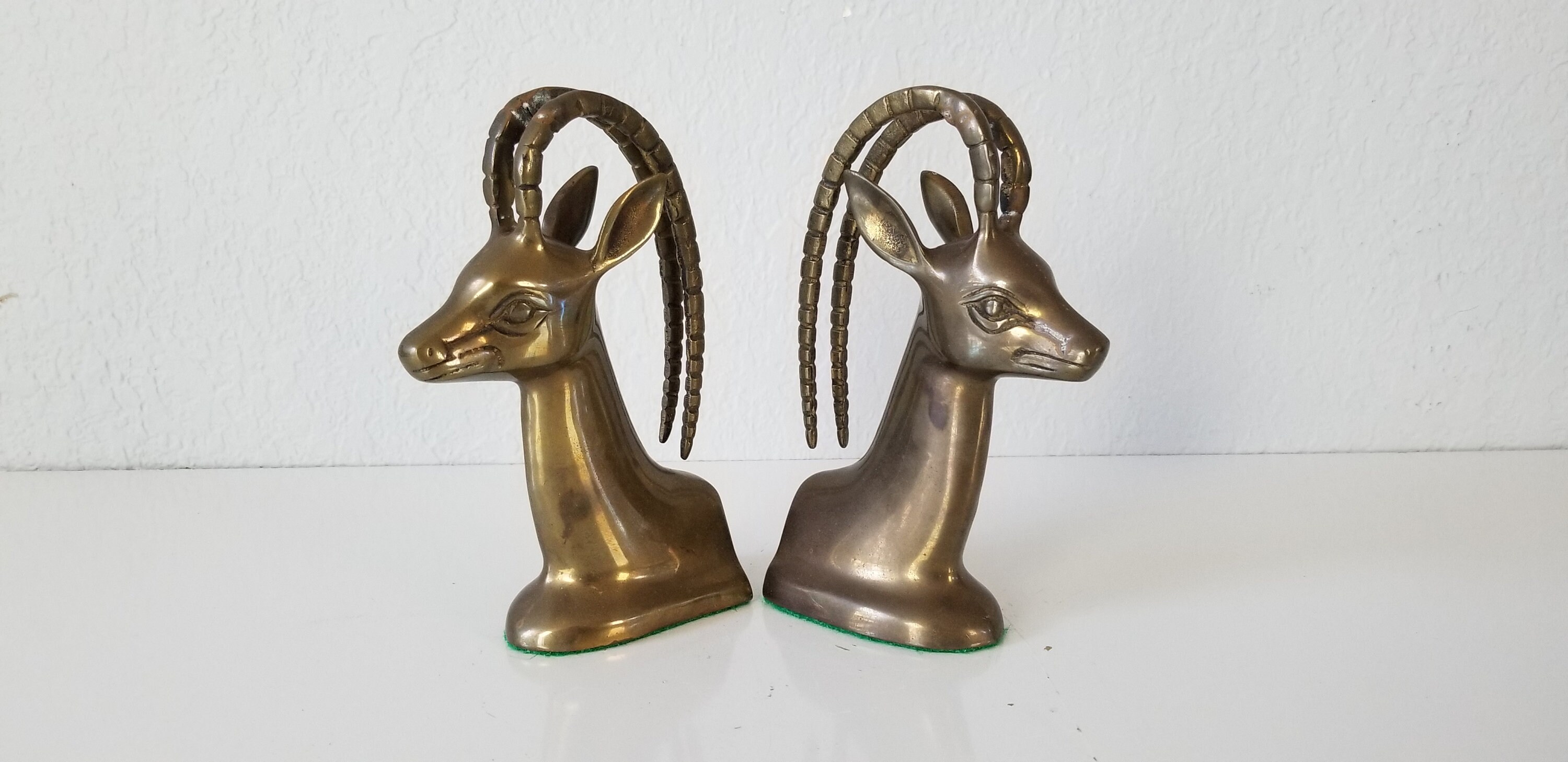 Vintage Brass Rams Head Bookends A Pair