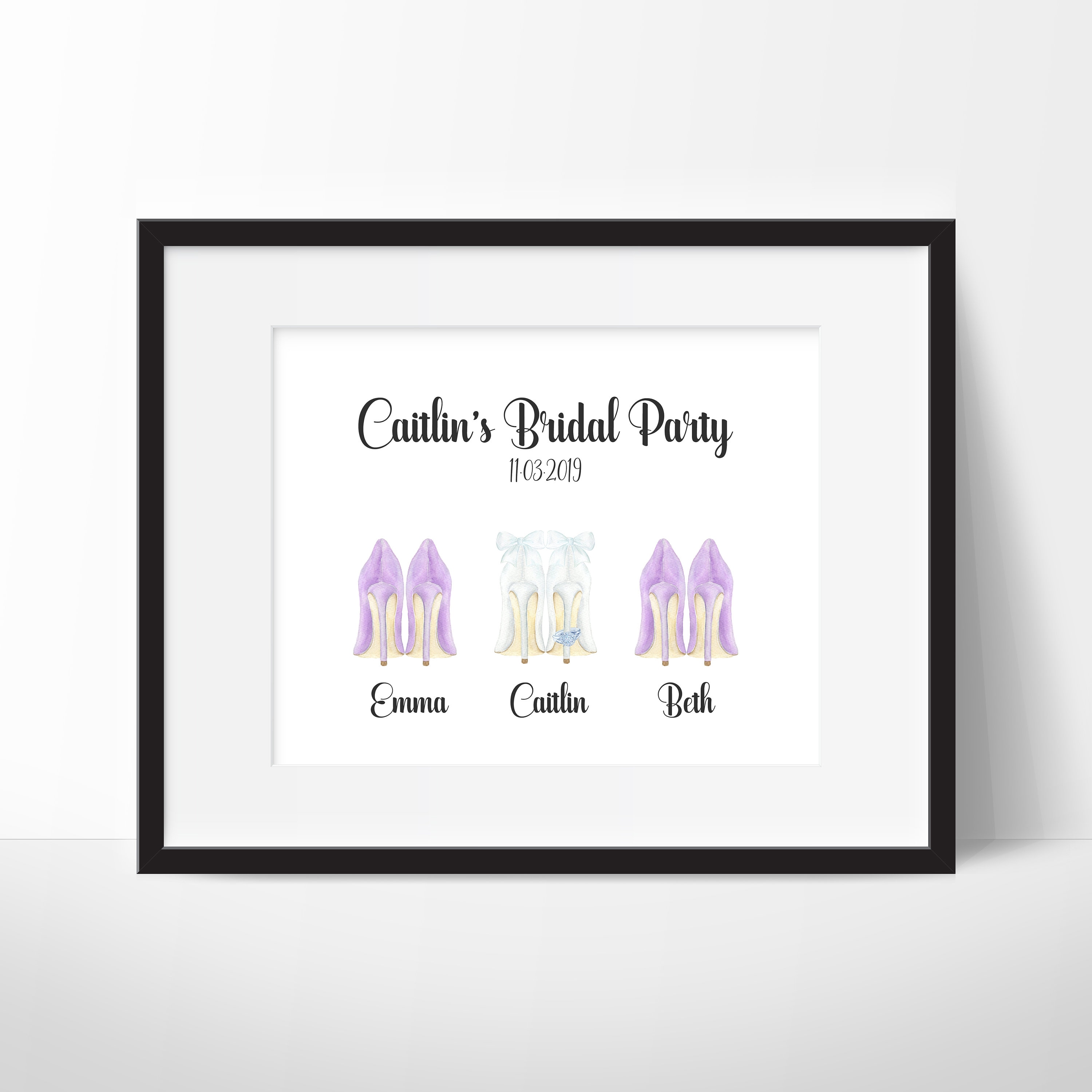 Personalized Bridesmaid Gift, Custom Shoe Print For Bridal Party