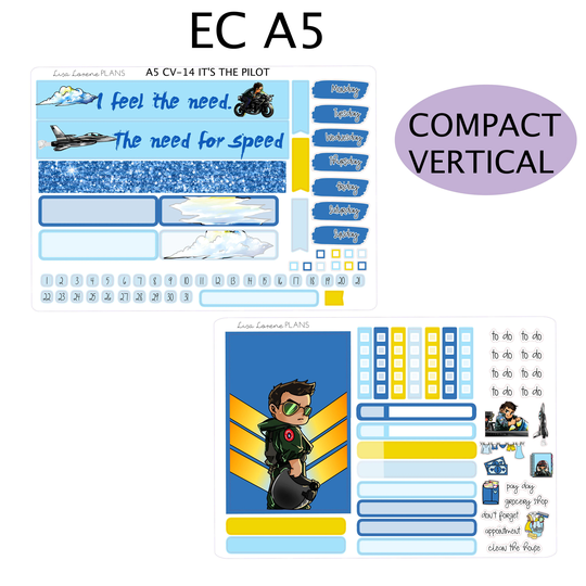 It's The Pilotl Weekly Sticker Kit | Fits Erin Condren A5 Compact Vertical Cv-14