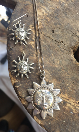 Vintage Sterling Cheryl Wadsworth Hopi Stylized Sun Necklace Earrings Set 18"/ & Necklace/Good Gift/Gift For Her/Hopi Sterling/Gift