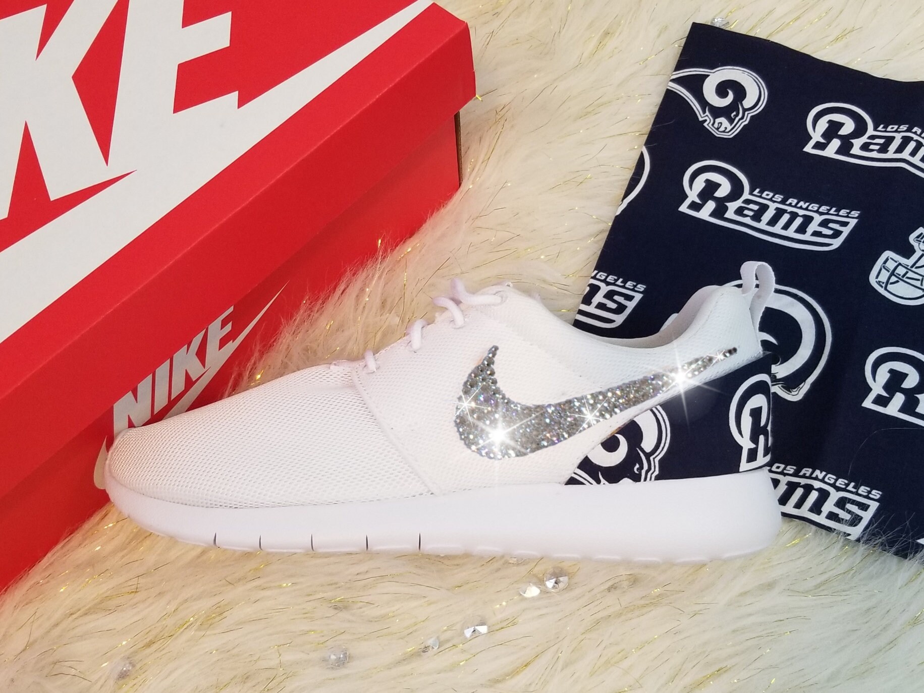 Los Angeles Rams Custom Nike Roshe With Swarovski Crystal