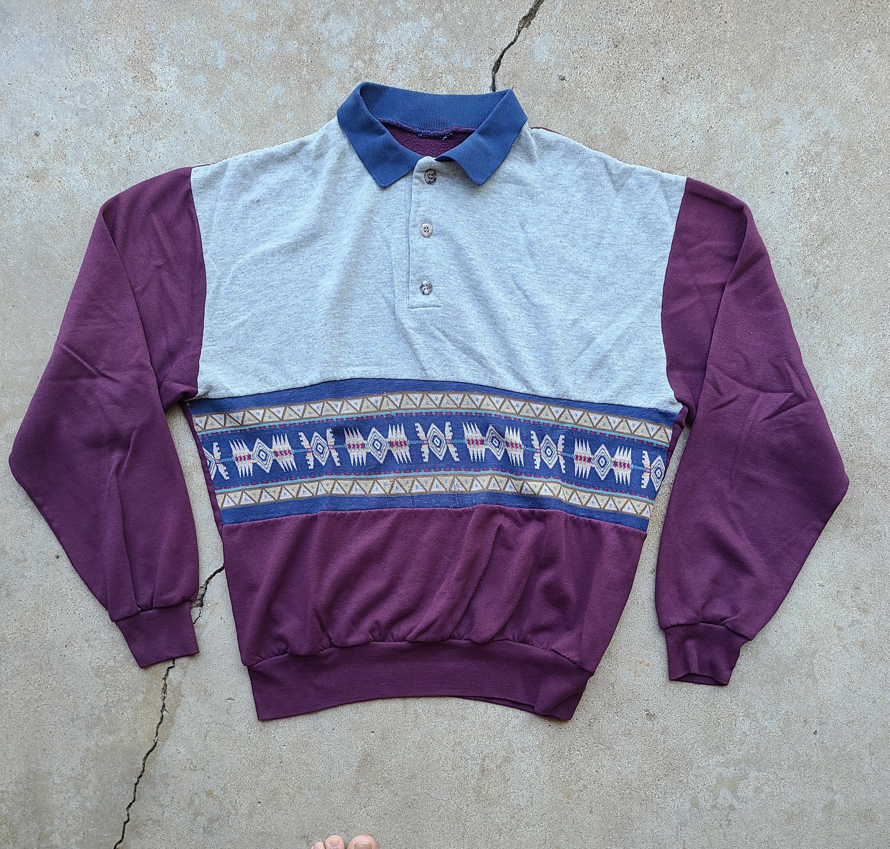Vintage 80's Tri-Blend Collared Crew Neck, Sweatshirt
