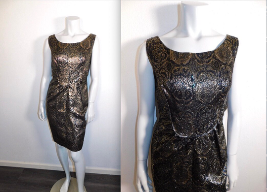 Fabulous 1960S Metallic Rainbow Brocade Wiggle Dress By Burnichon France