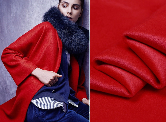Double Faced Wool Blend Cashmere Fabric/Red Cashmere/59"/150cm/Wool Trench Coat Fabric/Winter Hooded Fabric For Women/By The Yard