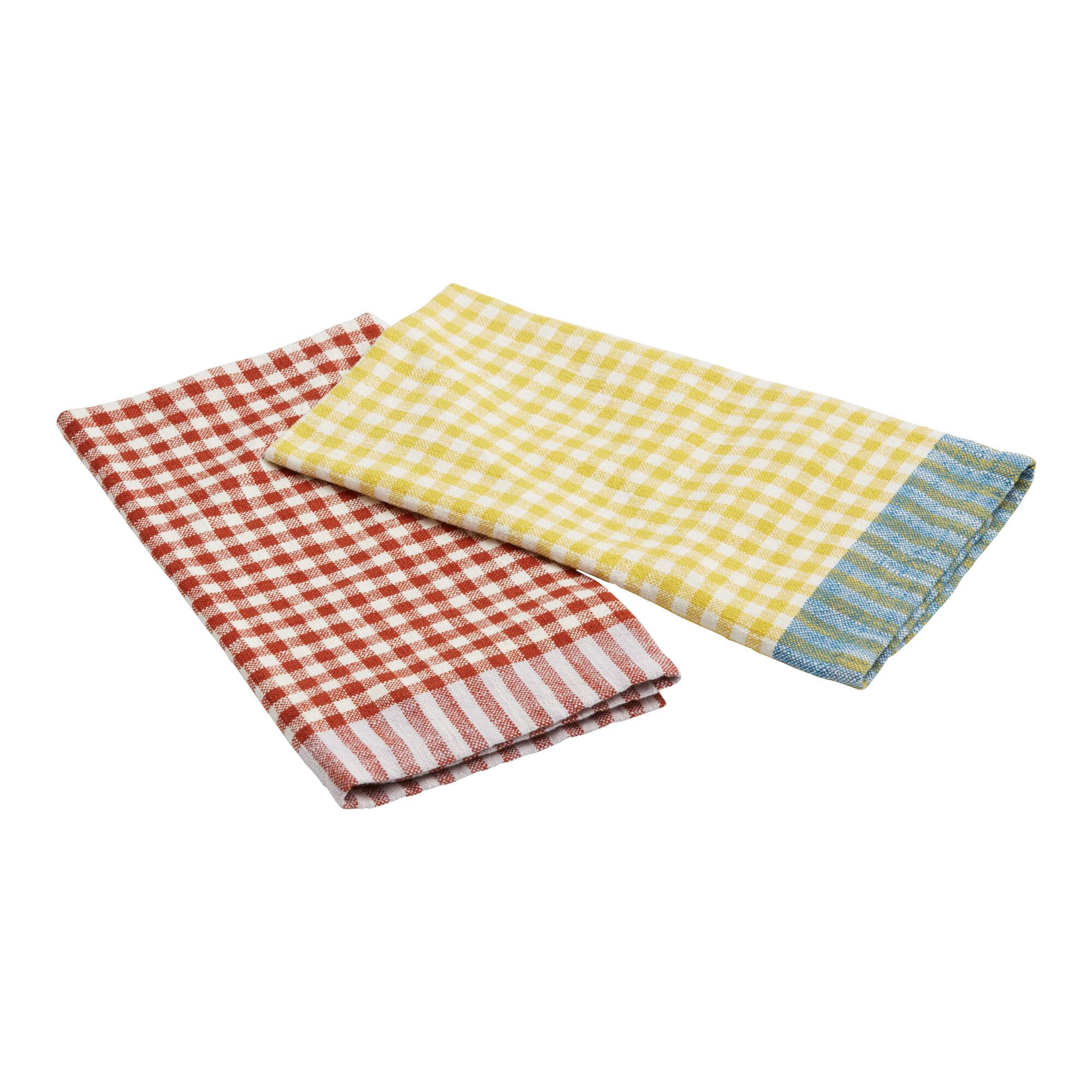 Checkered Cotton Kitchen Towel Set of 2 by World Market