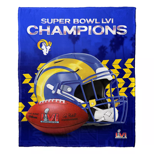 Los Angeles Rams Super Bowl LVI Champions Silk Touch Throw Blanket, Multicolor