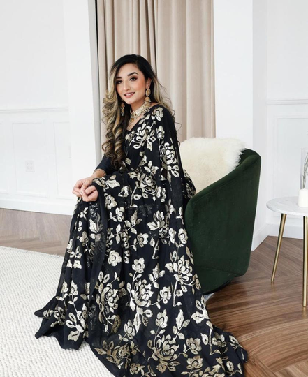 Looking For Sabyasachi Designer Black Georgette Saree in Trending Sequence Work Manish Malhotra Saree, Black Saree, Saree With Blouse
