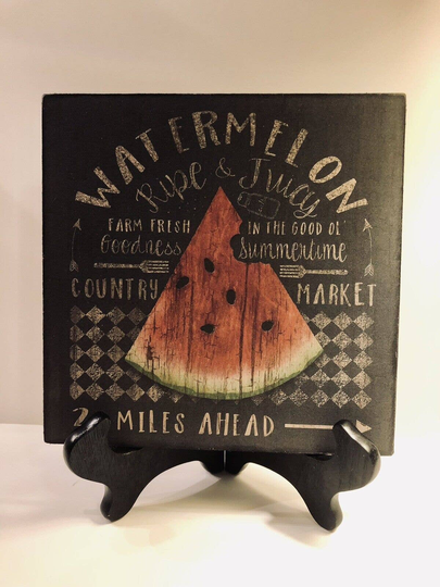 Watermelon, Ripe & Juicy, Primitive, Rustic Handcrafted Plaque/Sign