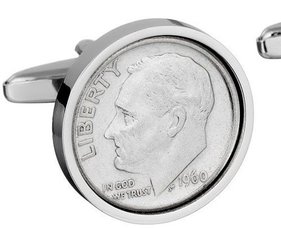 1960 Us Cufflinks, Year Coin, 61st Birthday Gift, Eco Friendly Lucky Coin Gift For Men