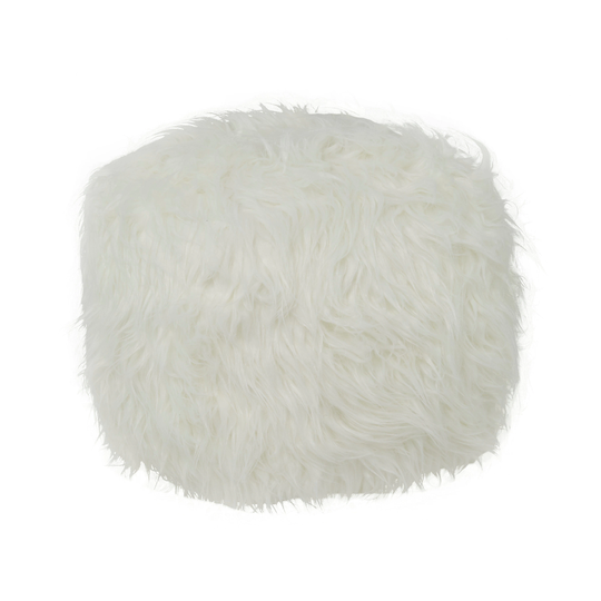Grayson Lane Modern White Polyester/Polyester Blend Round Ottoman | 98824
