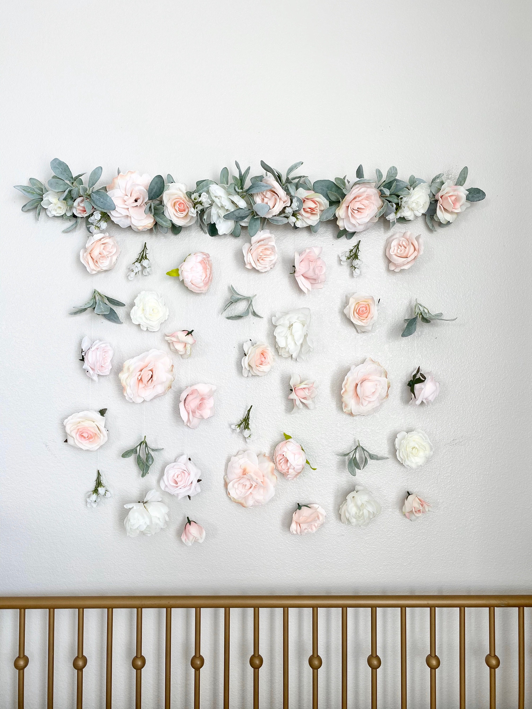 Flower Wall Hanging, Boho Baby Shower, Bridal Shower Decor, Girl Nursery Decor Girl, Over The Crib Sign, Floral Wall, Curtain