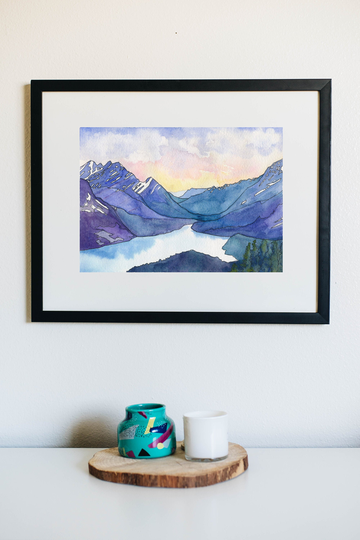 Peyto Lake Watercolor Print | Banff Canada Art Painting Hiker Gift Nature Mountain Wall Decor Canadian