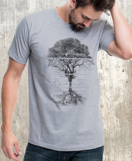 Men's Tri-Blend T-Shirt - Tree Diagram Screen Printed Nature Themed Men's/Unisex | Heather Gray